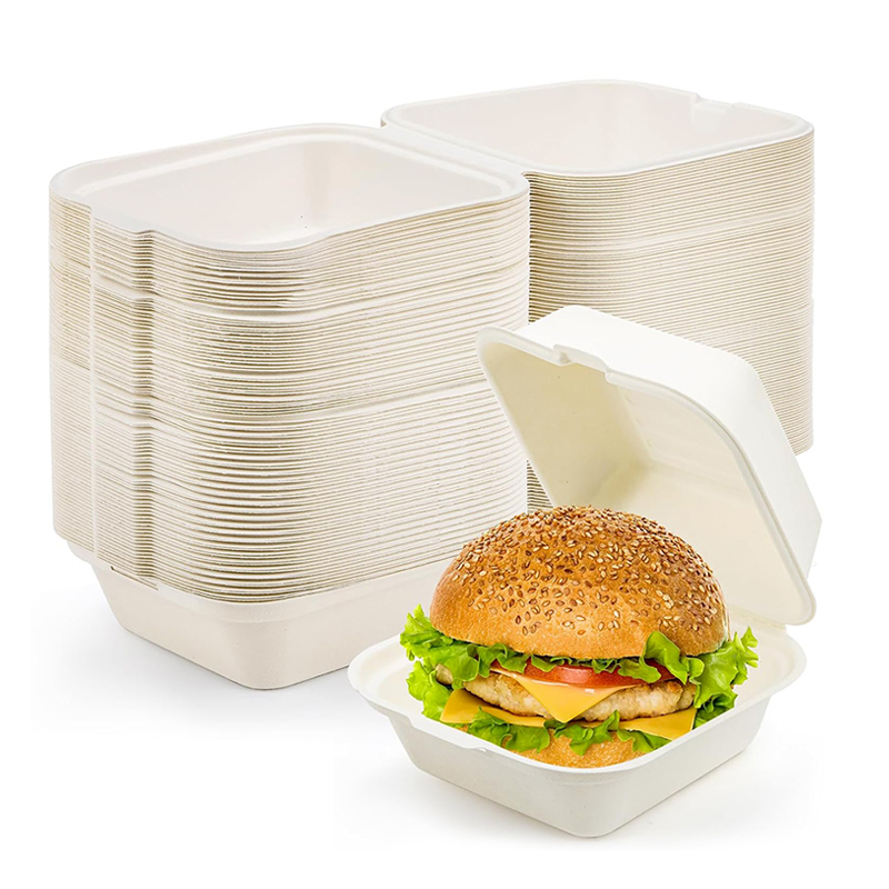 sugarcane molded pulp hamburger box wwpack1