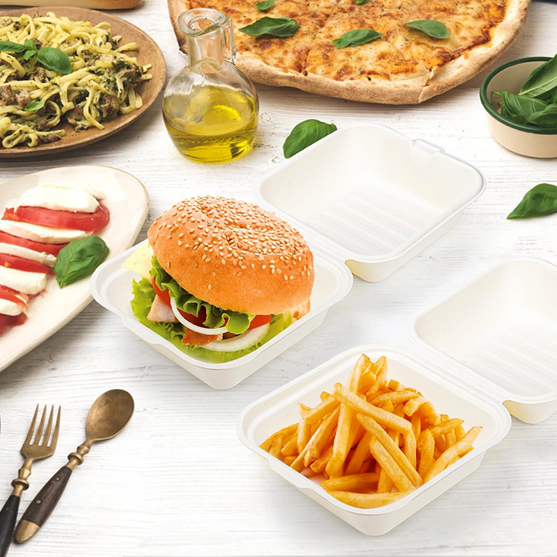 sugarcane molded pulp hamburger box wwpack2